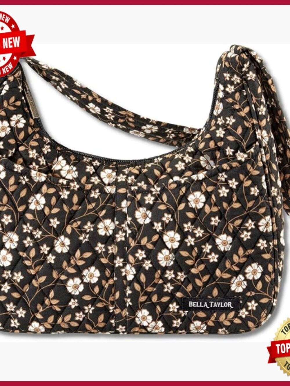 Lightweight Quilted Hobo Shoulder Bag with Multiple Pockets